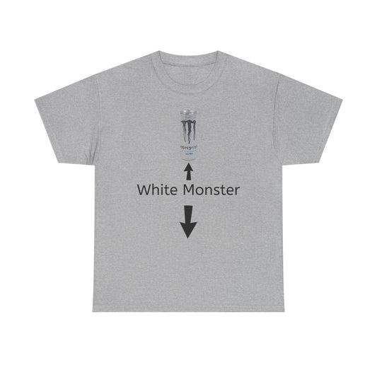 White Monster Energy Can Tee — "White Monster" Arrow Graphic T-Shirt
