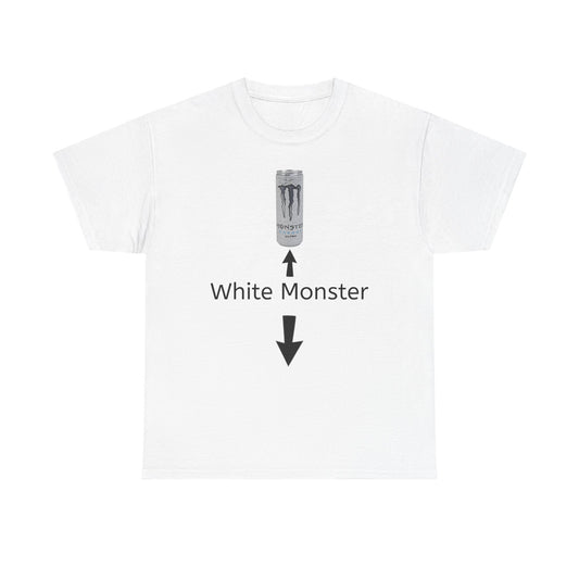 White Monster Energy Can Tee — "White Monster" Arrow Graphic T-Shirt